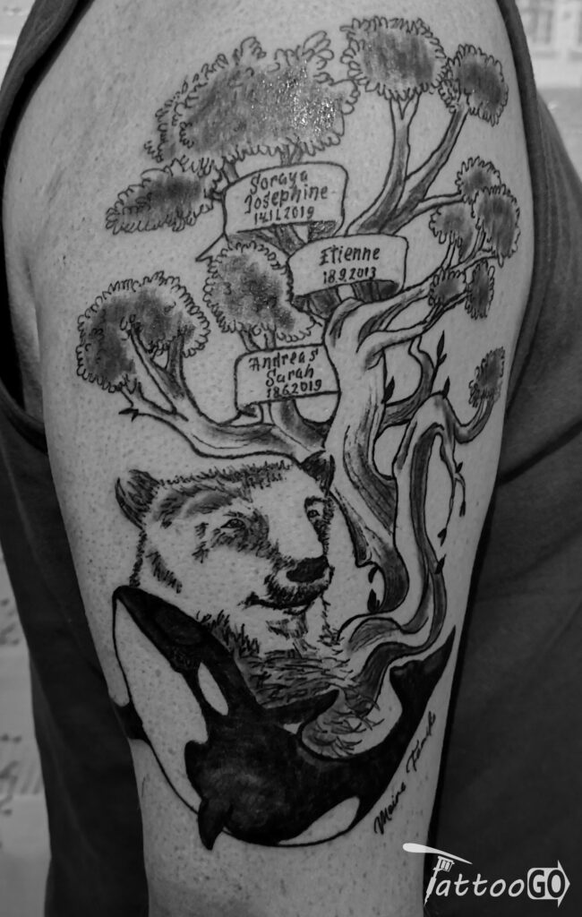 standesbaum, Eisbär, Orca, Tattoo